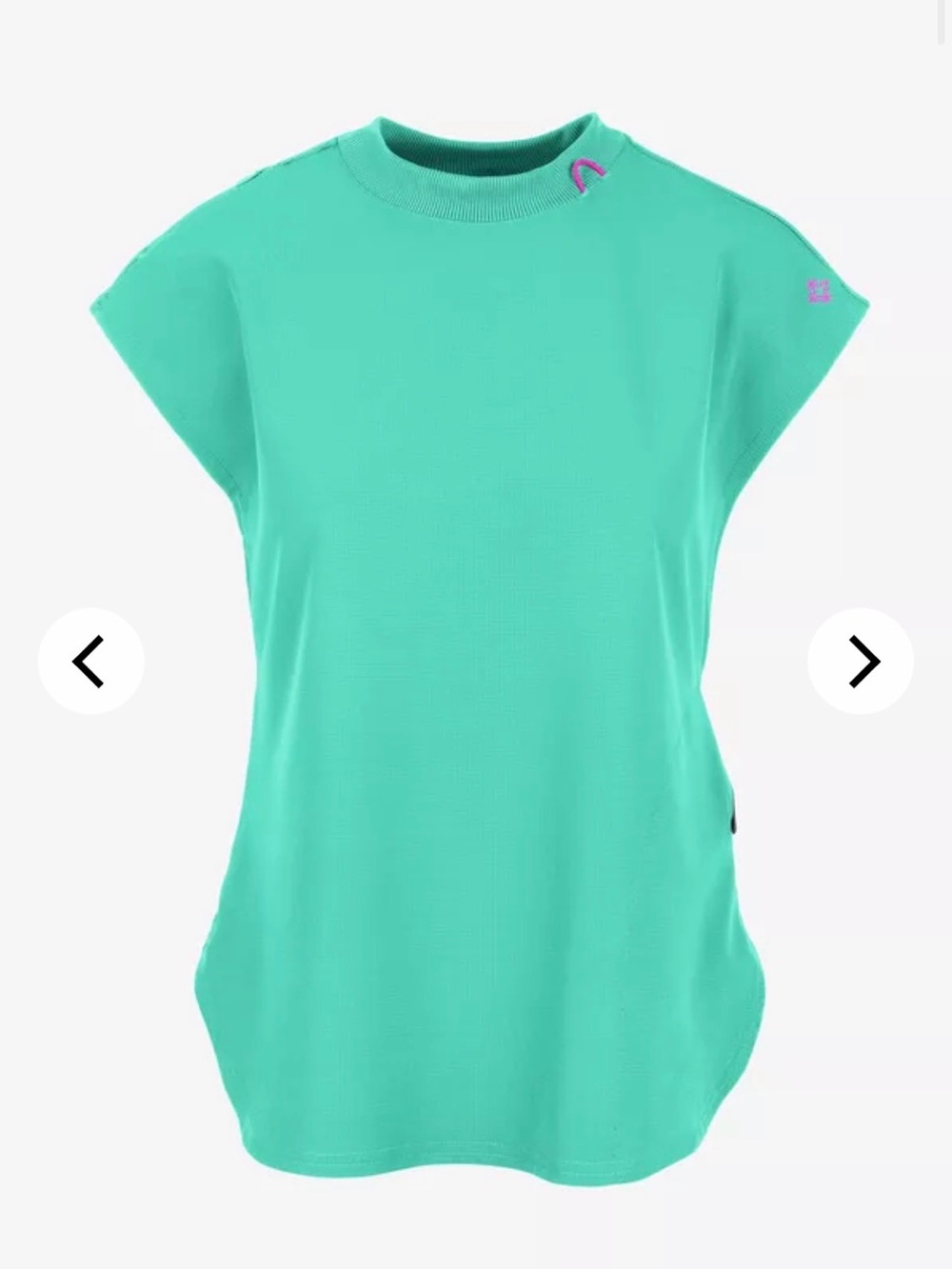 Med Couture Aqua Crewneck Cap-Sleeve scrub top